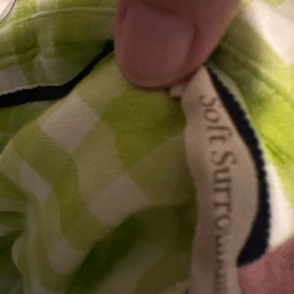 Soft Surroundings Green and White Blouse with Notched Collar and 3/4 Sleeves - Picture 4 of 5